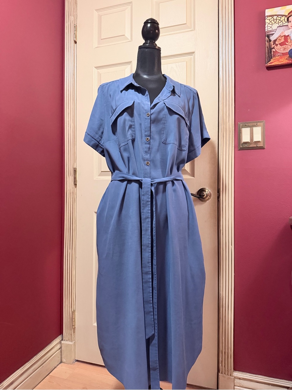 Isabel Maternity by Ingrid & Isabel Blue Button-Front Midi Shirt Dress
